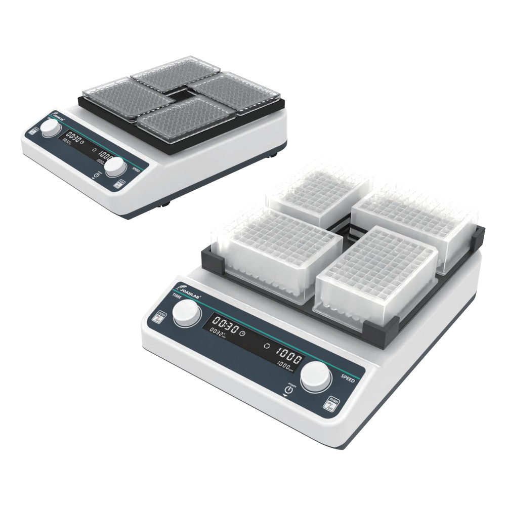 Agitador de microplacas JOANLAB · Serie VM-600 — 4 microplacas, 500-1200 rpm