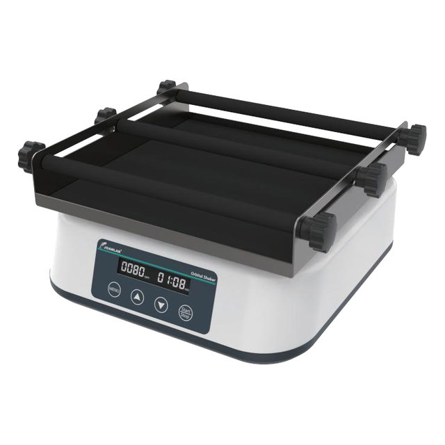 Agitador orbital compacto JOANLAB · Serie SK — Plataforma de 200 × 200 mm, 40-200 rpm