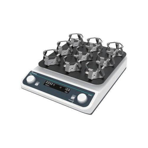 Agitador orbital con pinzas JOANLAB · Serie OS40 — 9 × 250 mL o 16 × 100 mL, 40-200 rpm
