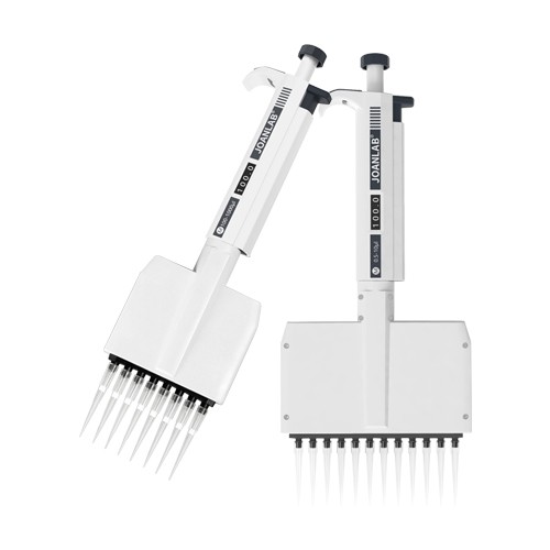 Pipeta multicanal JOANLAB · 8 y 12 canales — 0,5-300 µL, 8 y 12 canales