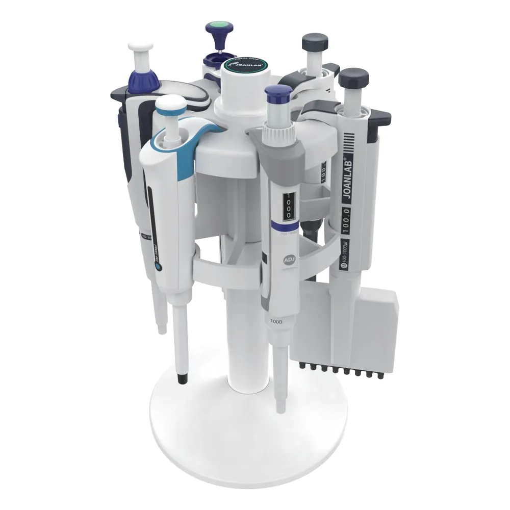 Soporte circular cargado con seis micropipetas de distintos volúmenes